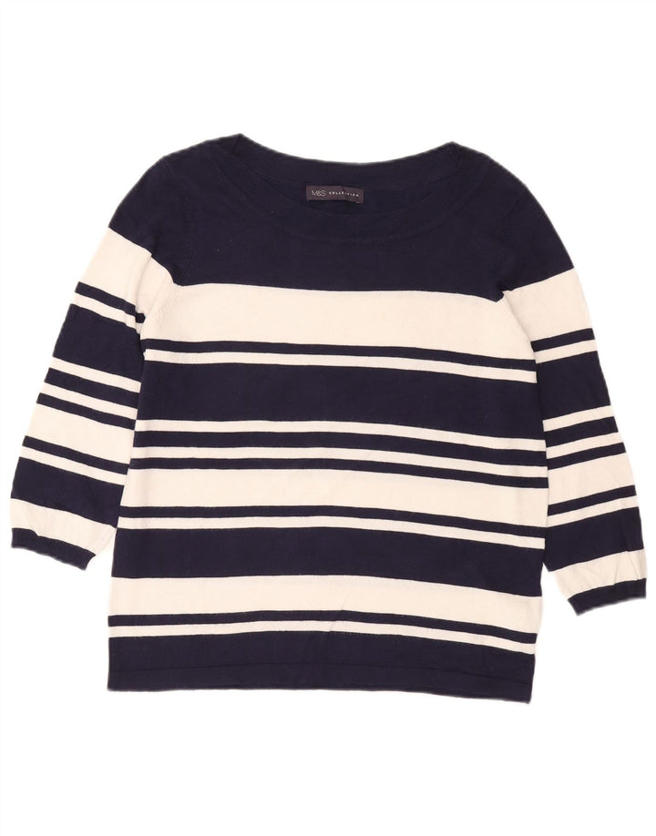 Maglione maglione girocollo da donna Marks & Spencer UK 14 blu navy medio