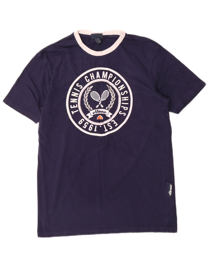 T-shirt grafica standard da uomo Ellesse Top Small in cotone blu navy