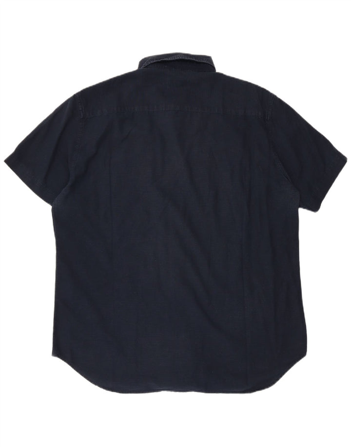 Camicia a maniche corte da uomo Carrera XL in cotone blu navy