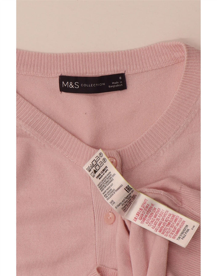 MARKS & SPENCER Maglione cardigan da donna UK 8 Small Rosa Viscosa