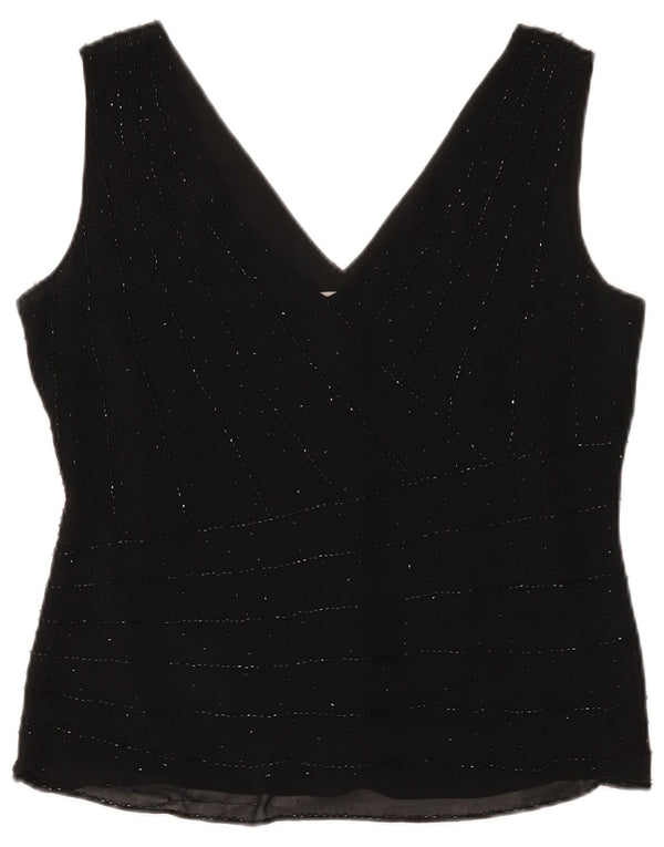 Camicetta senza maniche da donna Marks & Spencer UK 14 seta nera media