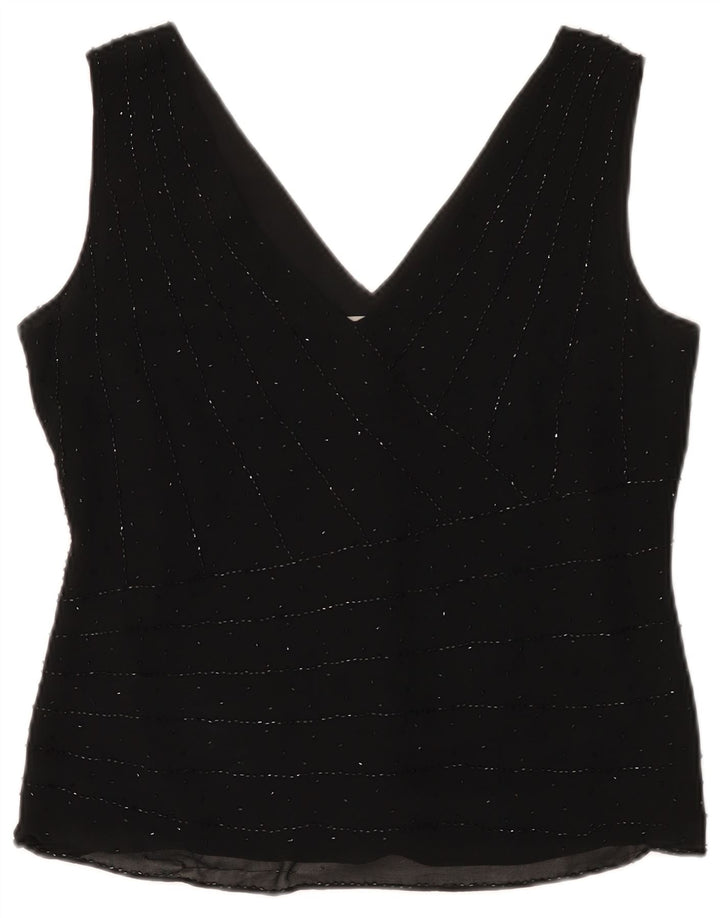 Camicetta senza maniche da donna Marks & Spencer UK 14 seta nera media