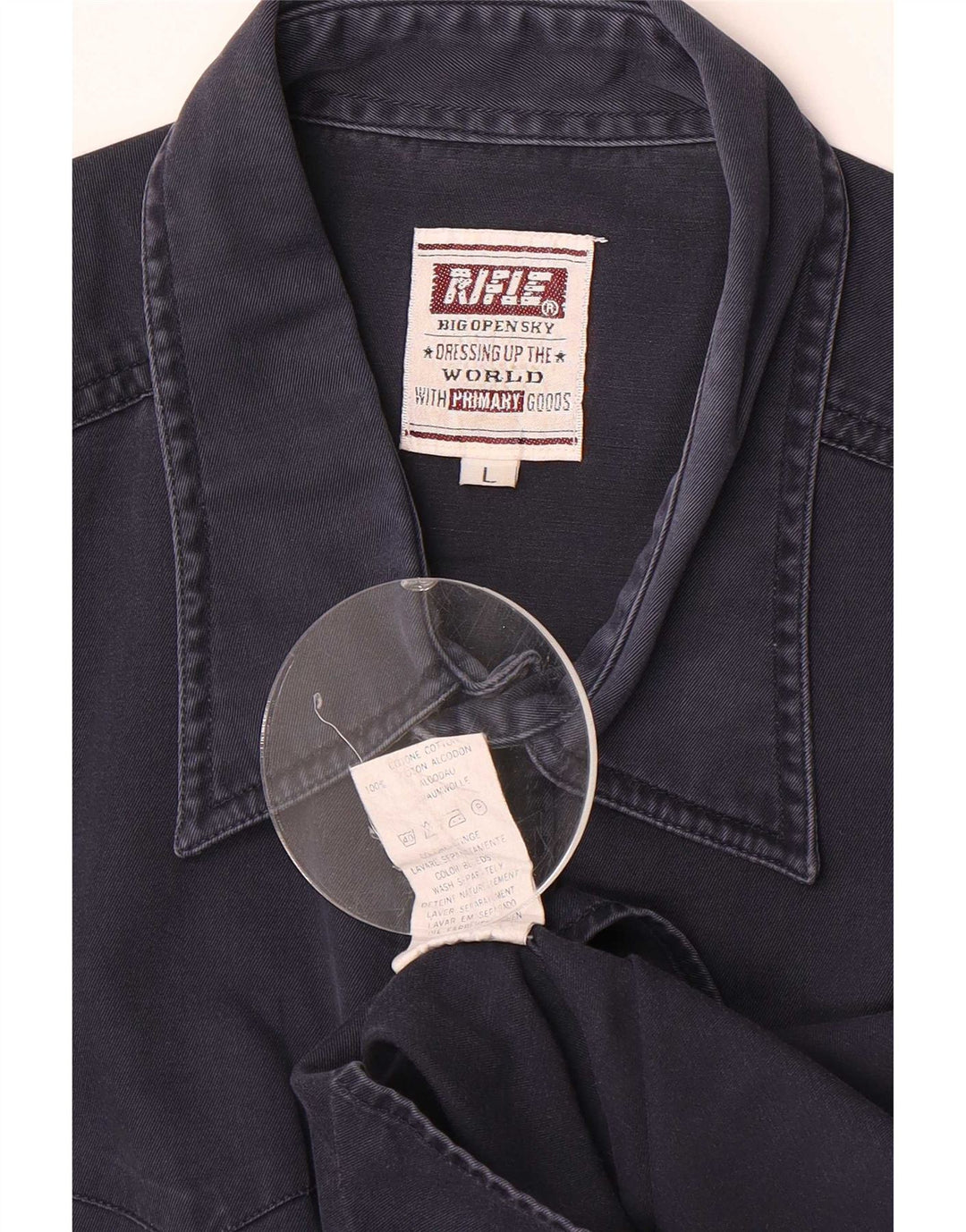 Camicia da uomo Rifle Large in cotone blu navy
