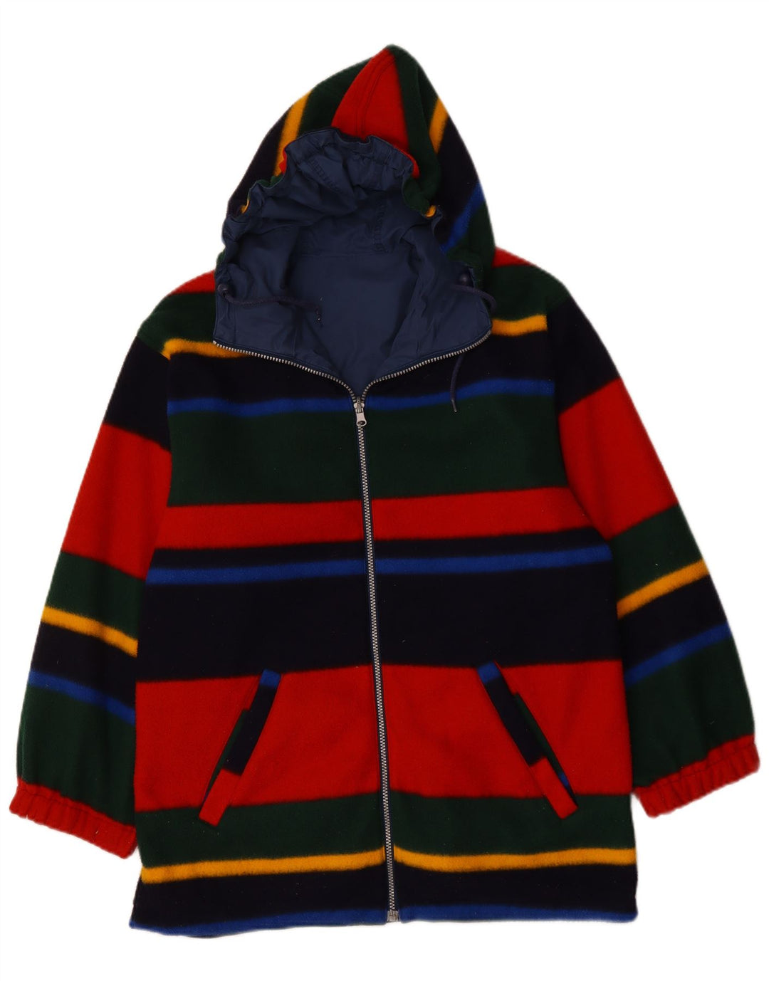 Giacca reversibile con cappuccio oversize da donna VINTAGE UK 12 medio blu navy