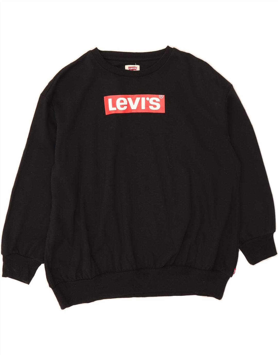 LEVI'S Boys Loose Fit Graphic Sweatshirt Jumper 12-13 Years Large Black Vintage Levi's and Second-Hand Levi's from Messina Hembry 