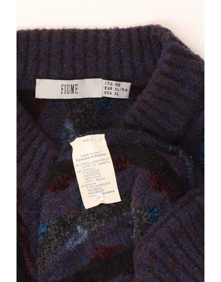 Maglione cardigan da uomo Regular Fit Fiume XL in lana a righe viola