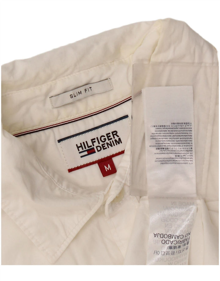 Camicia slim fit a maniche corte da uomo Tommy Hilfiger in cotone bianco medio
