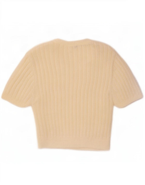 Maglione corto con scollo a barca da donna Zara UK 14 grande bianco sporco