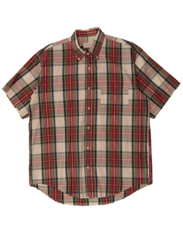 BENETTON Camicia a maniche corte da uomo a quadri grandi multicolori