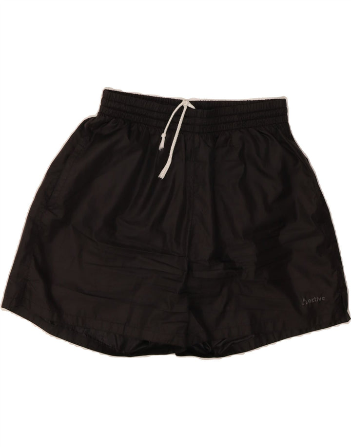 ACTIVE Womens Sport Shorts UK 12 Medium  Black Polyester Vintage Active and Second-Hand Active from Messina Hembry 