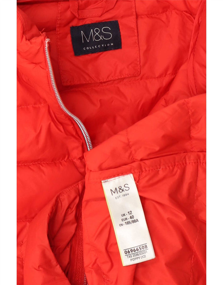 Gilet imbottito con cappuccio da donna Marks & Spencer UK 12 rosso medio in poliammide