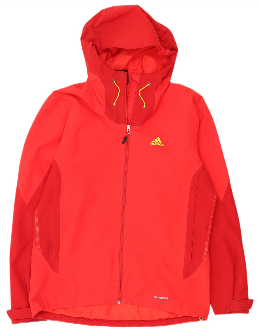 Giacca antipioggia da uomo Adidas con cappuccio UK 42/44 Large Rosso Colourblock Poliestere