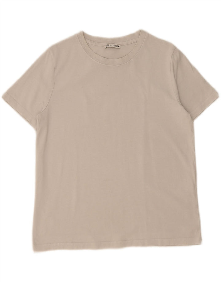 ZARA Womens T-Shirt Top UK 14 Medium Grey Cotton Vintage Zara and Second-Hand Zara from Messina Hembry 