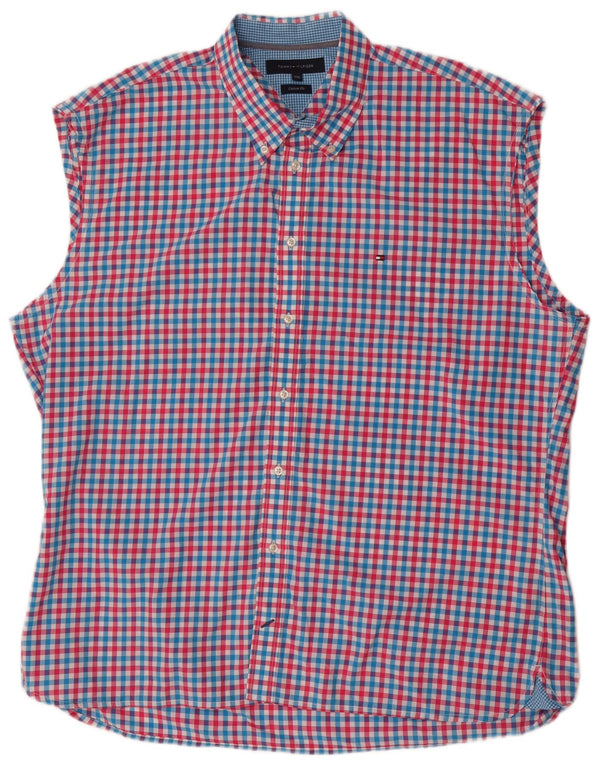 Camicia da uomo senza maniche su misura Tommy Hilfiger 2XL a quadretti multicolore