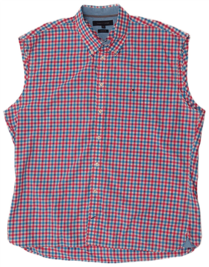 Camicia da uomo senza maniche su misura Tommy Hilfiger 2XL a quadretti multicolore