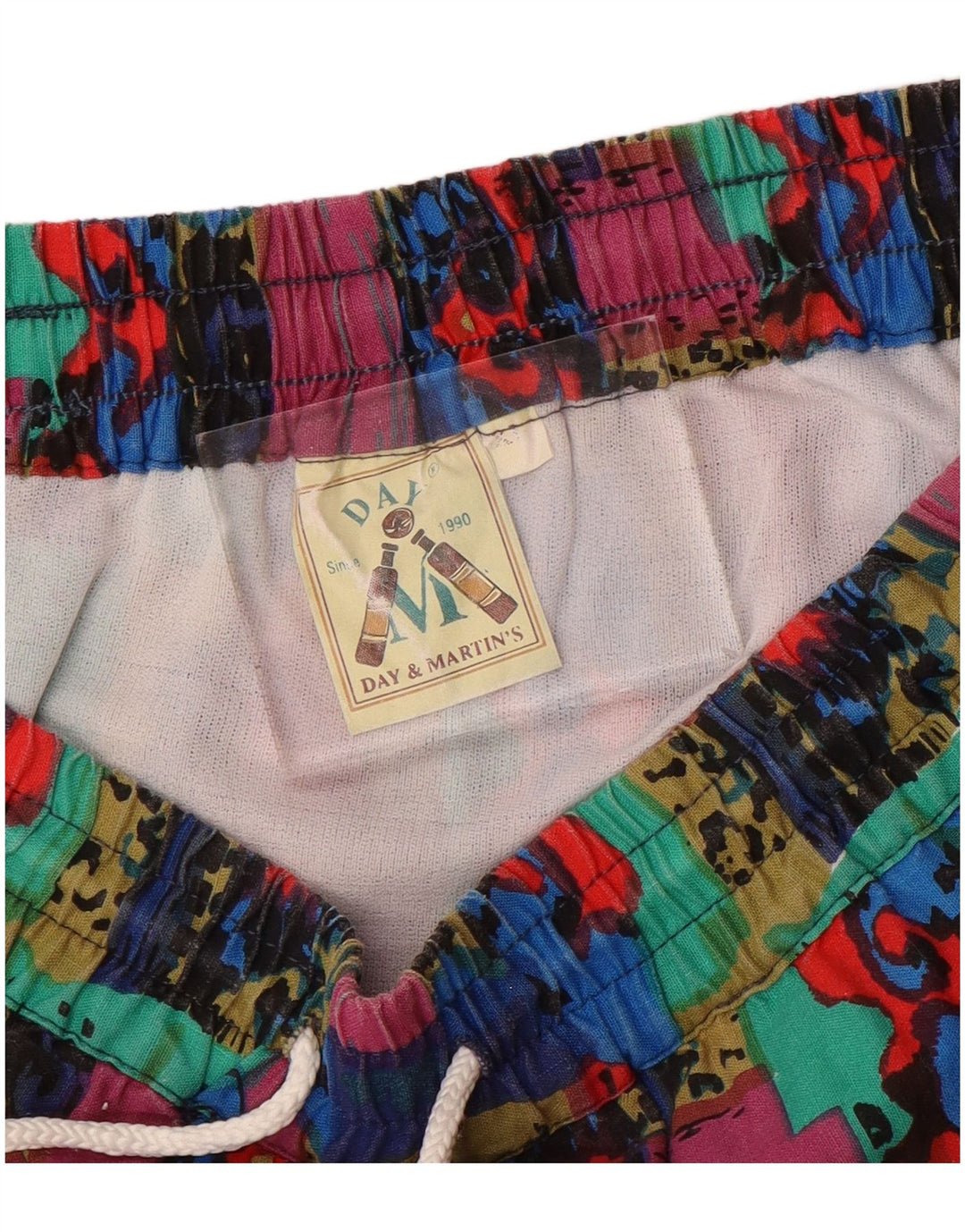 Pantaloncini da bagno vintage da uomo con motivo astratto XL in nylon multicolore