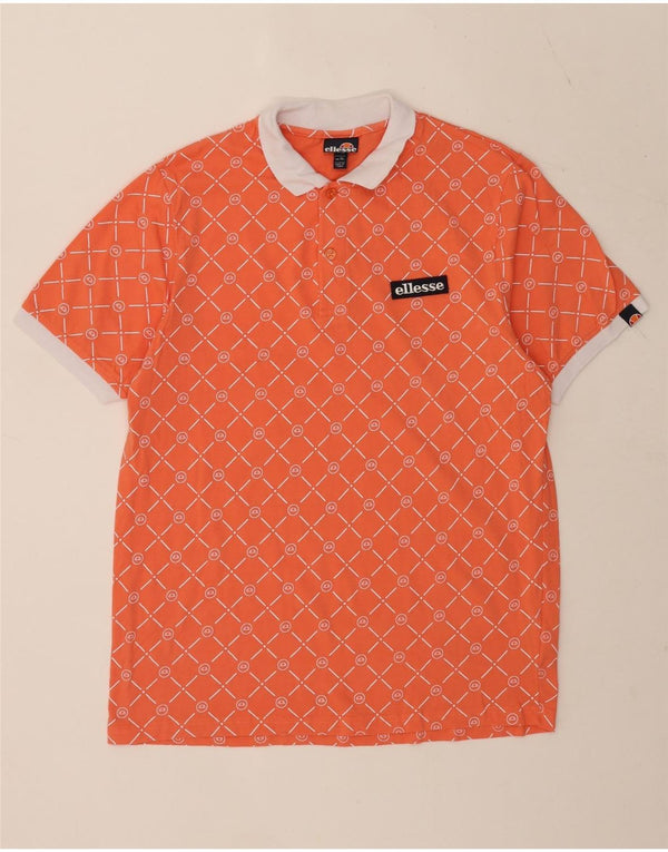 Polo da rugby da uomo Ellesse XL in cotone geometrico arancione