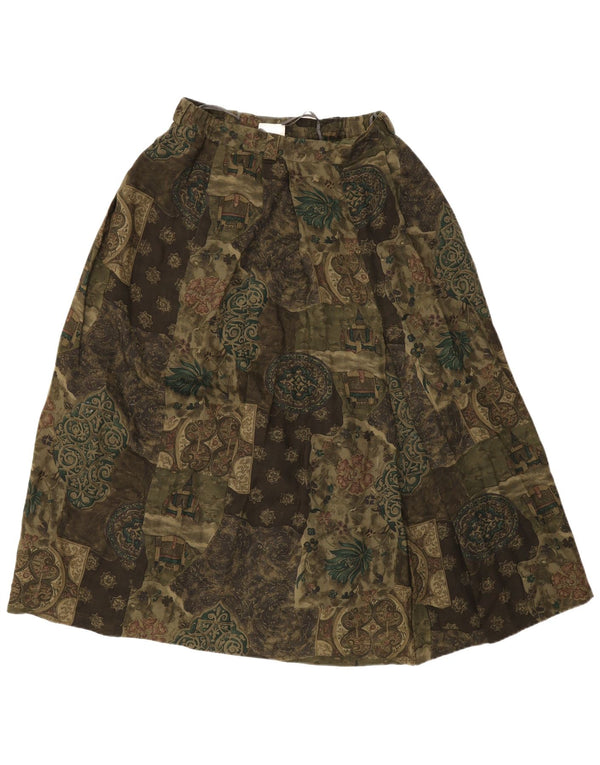 Gonna svasata da donna Meico UK 16 Large W30 Khaki Floral