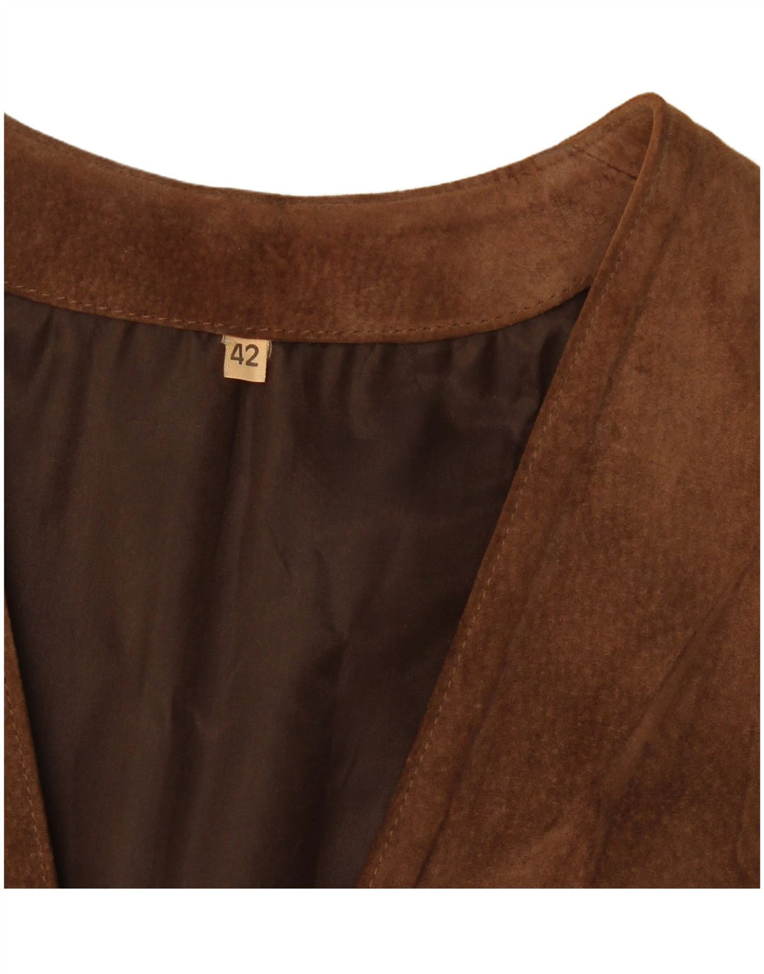 Gilet Vintage da Donna in Pelle Scamosciata IT 42 Marrone Medio