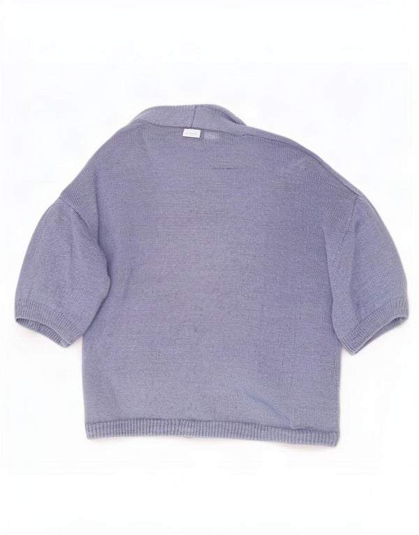 Massimo Dutti Maglione cardigan aperto a maniche corte da donna UK 18 XL Lino blu