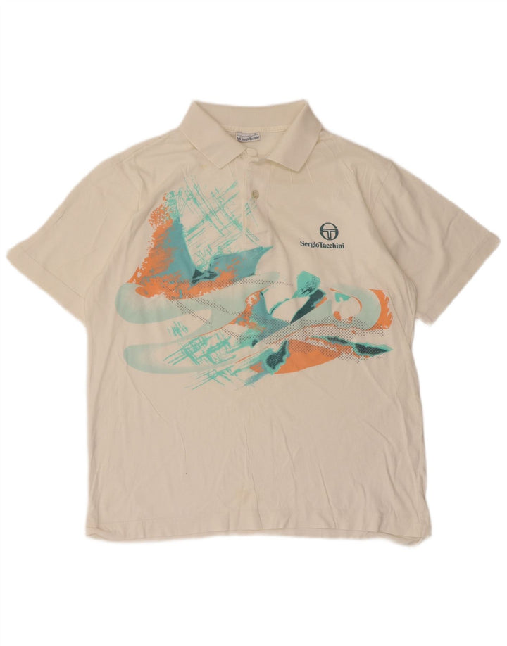 Polo grafica da uomo Sergio Tacchini in cotone bianco medio