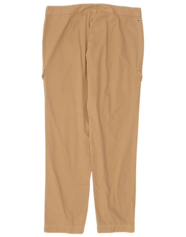 Pantaloni cargo dritti da donna Lacoste taglia 44 grande W34 L32 cotone beige