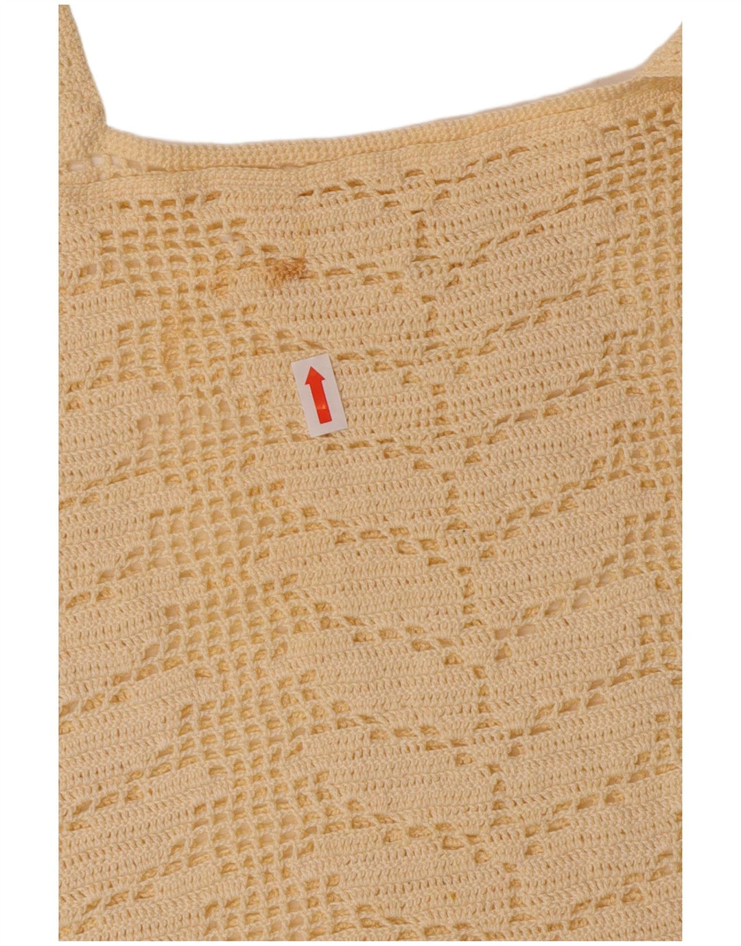 Top corto all'uncinetto da donna vintage UK 10 piccolo bianco sporco