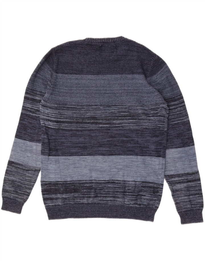 Jack & Jones Maglione girocollo da uomo in cotone gessato blu medio