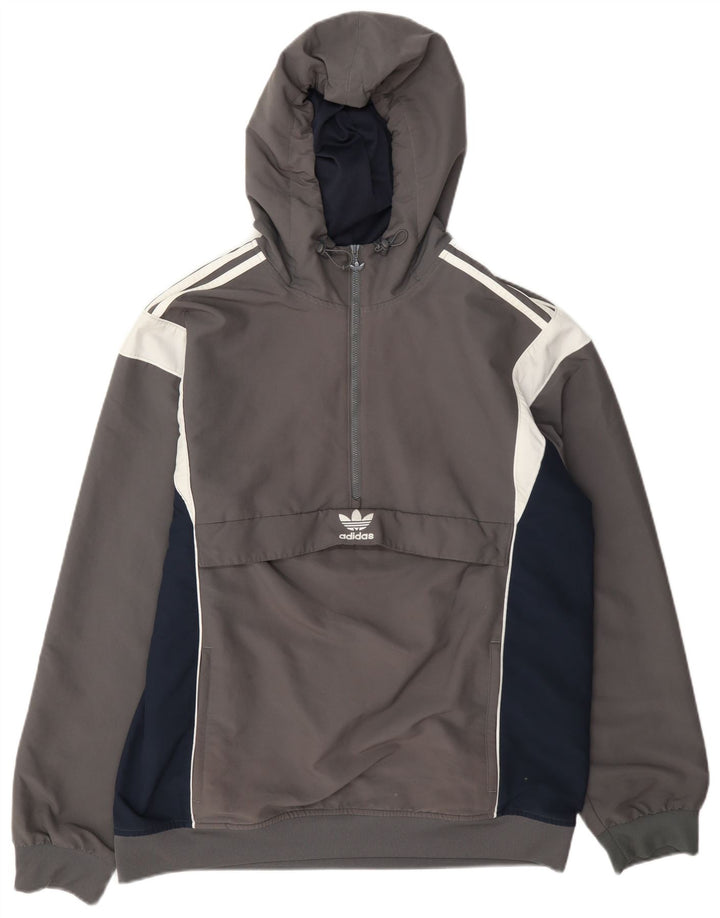 Giacca da uomo Adidas Anorak con cappuccio, tuta da ginnastica, grande, colore grigio