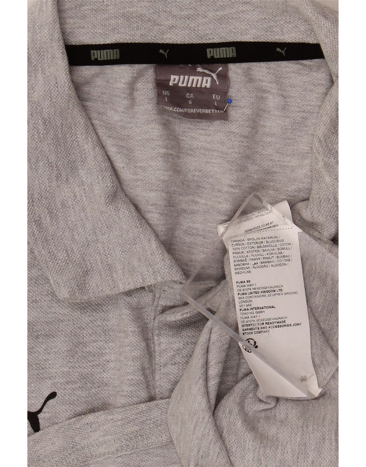 PUMA Mens Polo Shirt Large Grey Cotton