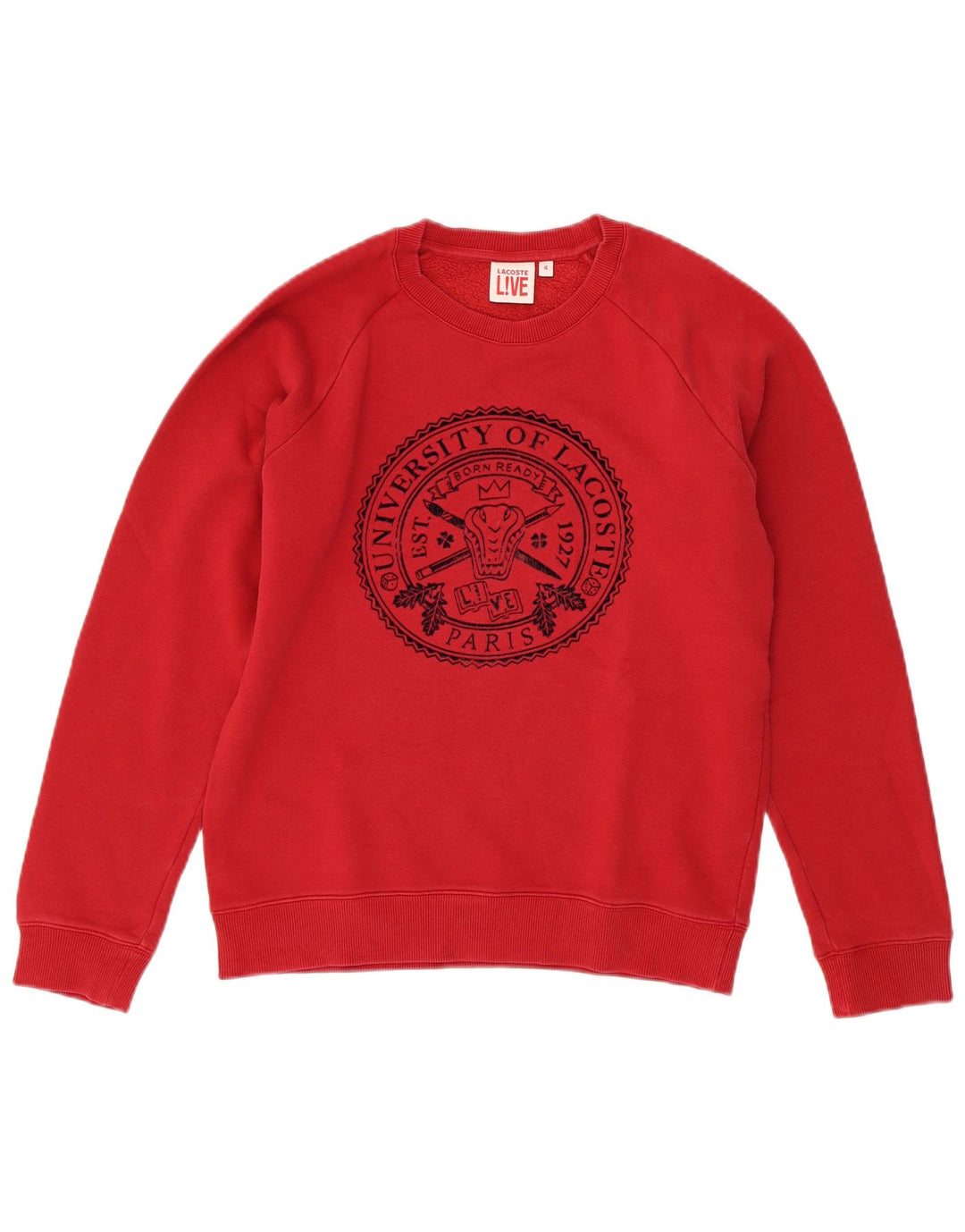 Felpa grafica da uomo Lacoste, taglia 4, cotone rosso medio