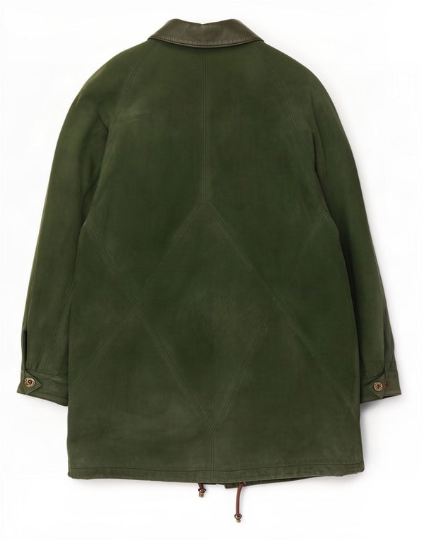 Cappotto oversize in pelle vintage da donna EU 40 verde medio