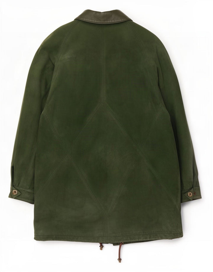 Cappotto oversize in pelle vintage da donna EU 40 verde medio