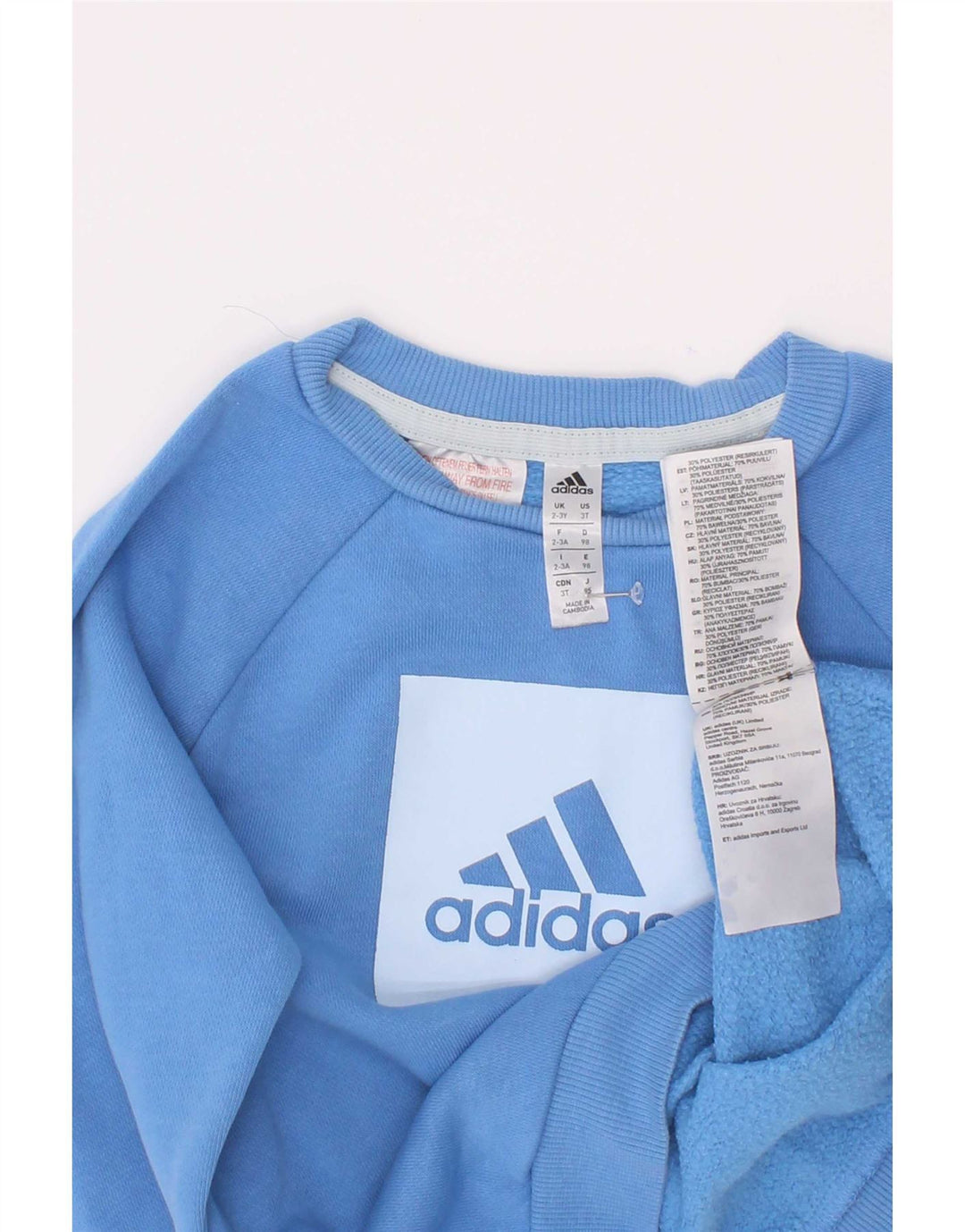 Felpa grafica Adidas da bambino, 2-3 anni, in cotone blu