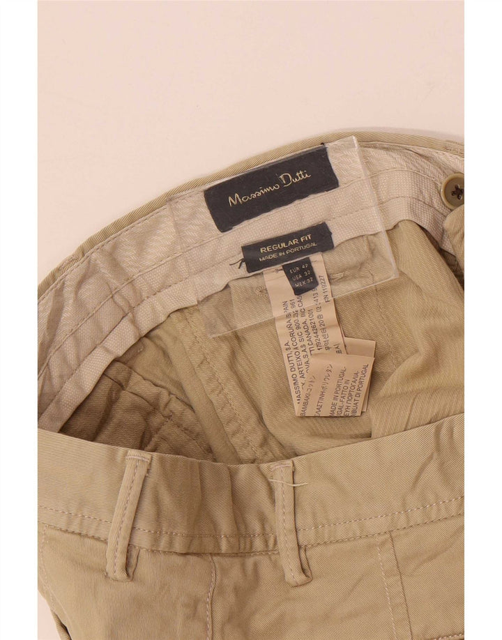 Pantaloni chino vestibilità regolare da uomo Massimo Dutti EU 42 Large W32 L33 Beige