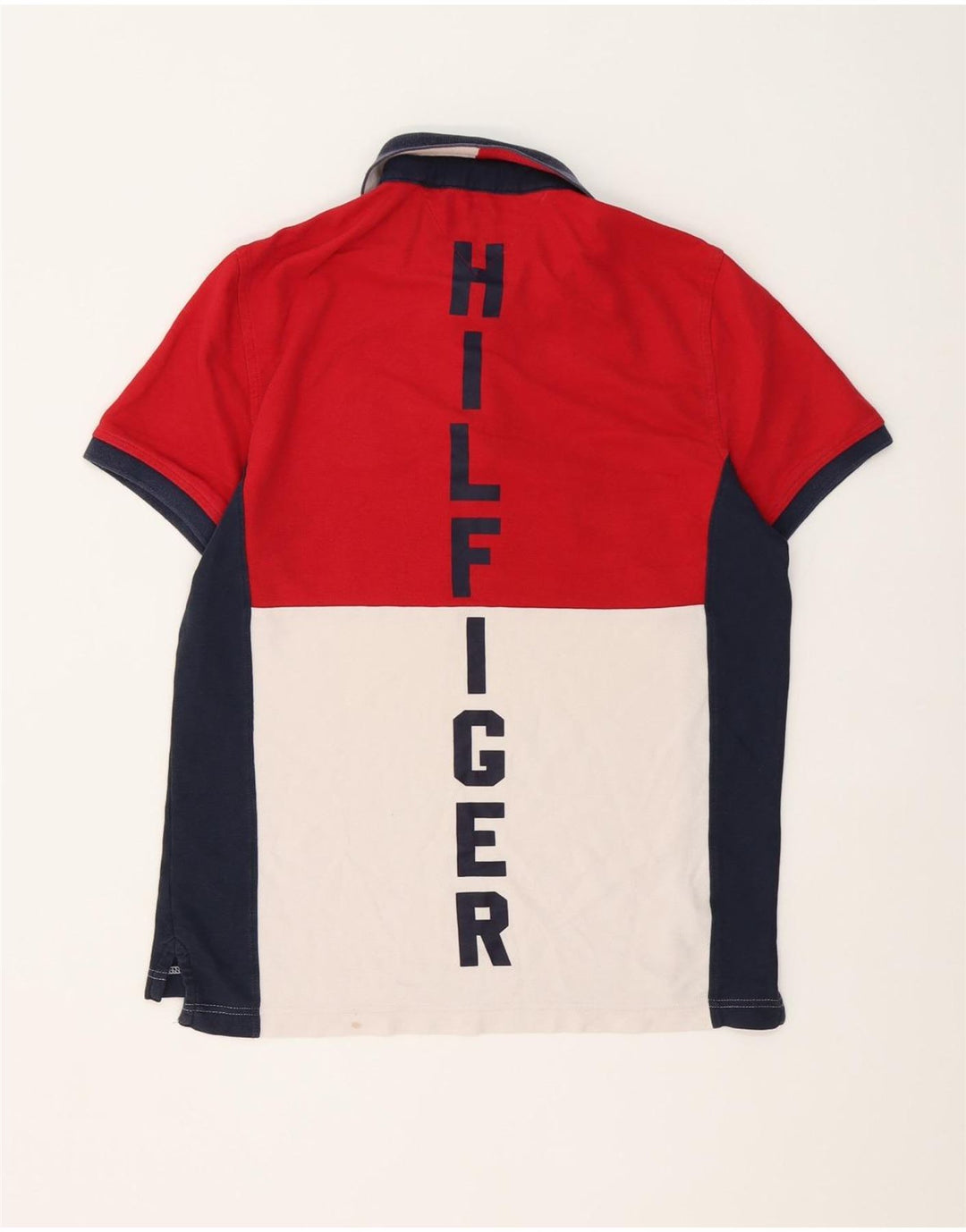 Polo da uomo Tommy Hilfiger in cotone color block rosso medio