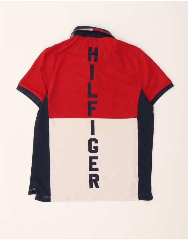 Polo da uomo Tommy Hilfiger in cotone color block rosso medio