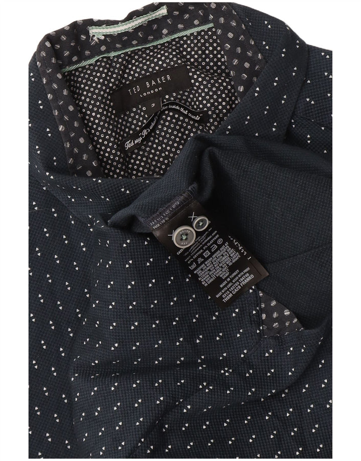 Ted Baker Camicia a maniche corte da uomo Taglia 3 Cotone geometrico blu navy medio
