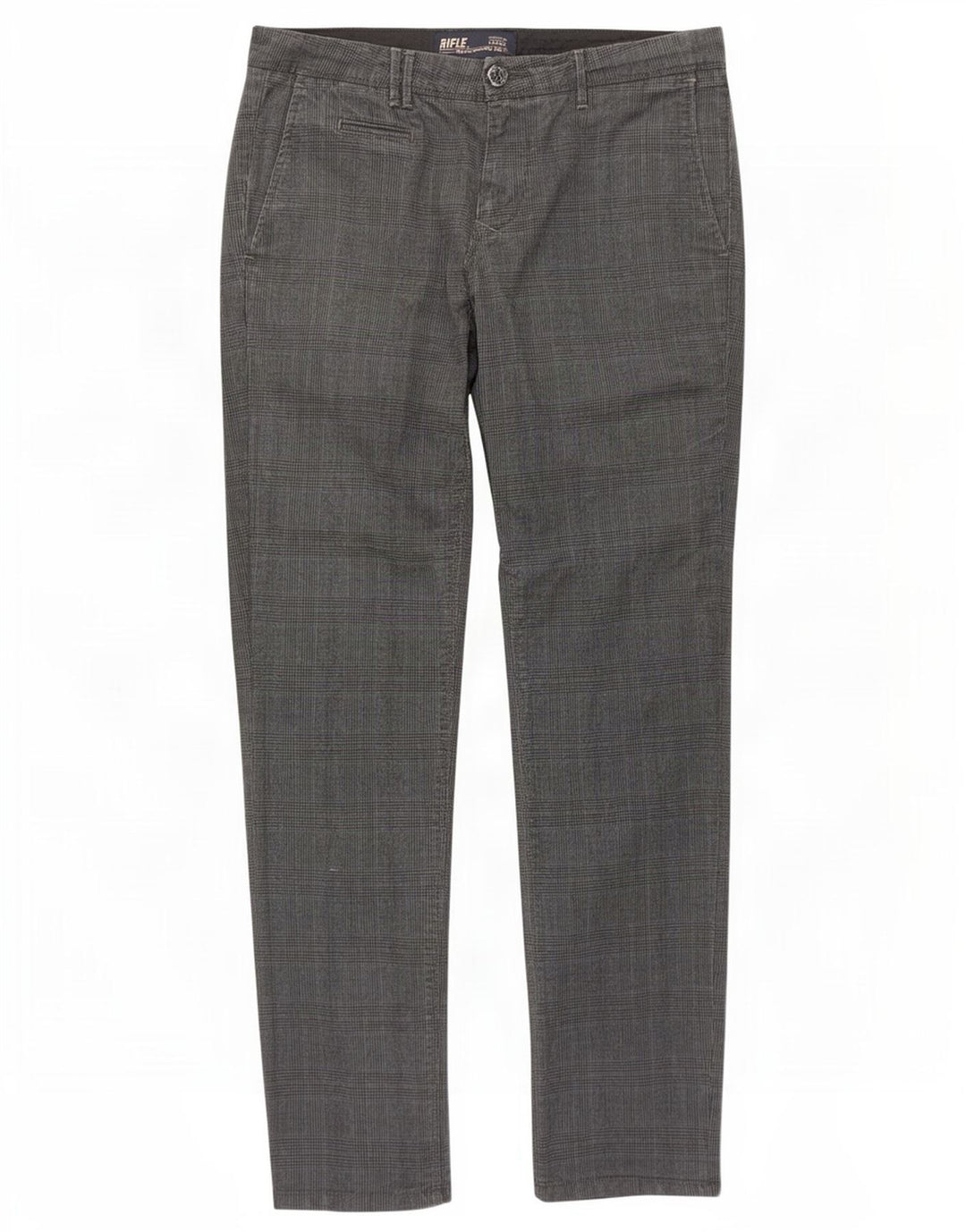 Pantaloni chino slim da uomo Rifle W30 L32 cotone pied de poule grigio