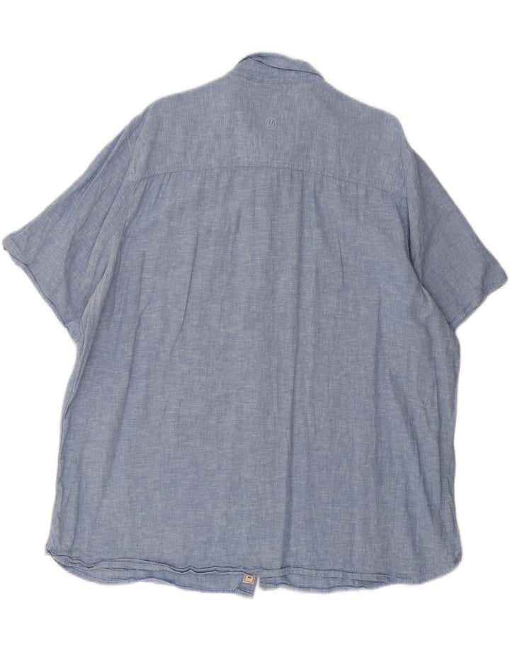 FAT FACE Mens Short Sleeve Shirt 3XL Blue Linen Vintage Fat Face and Second-Hand Fat Face from Messina Hembry 