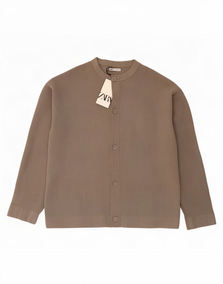 Maglione cardigan da uomo Zara grande poliestere grigio