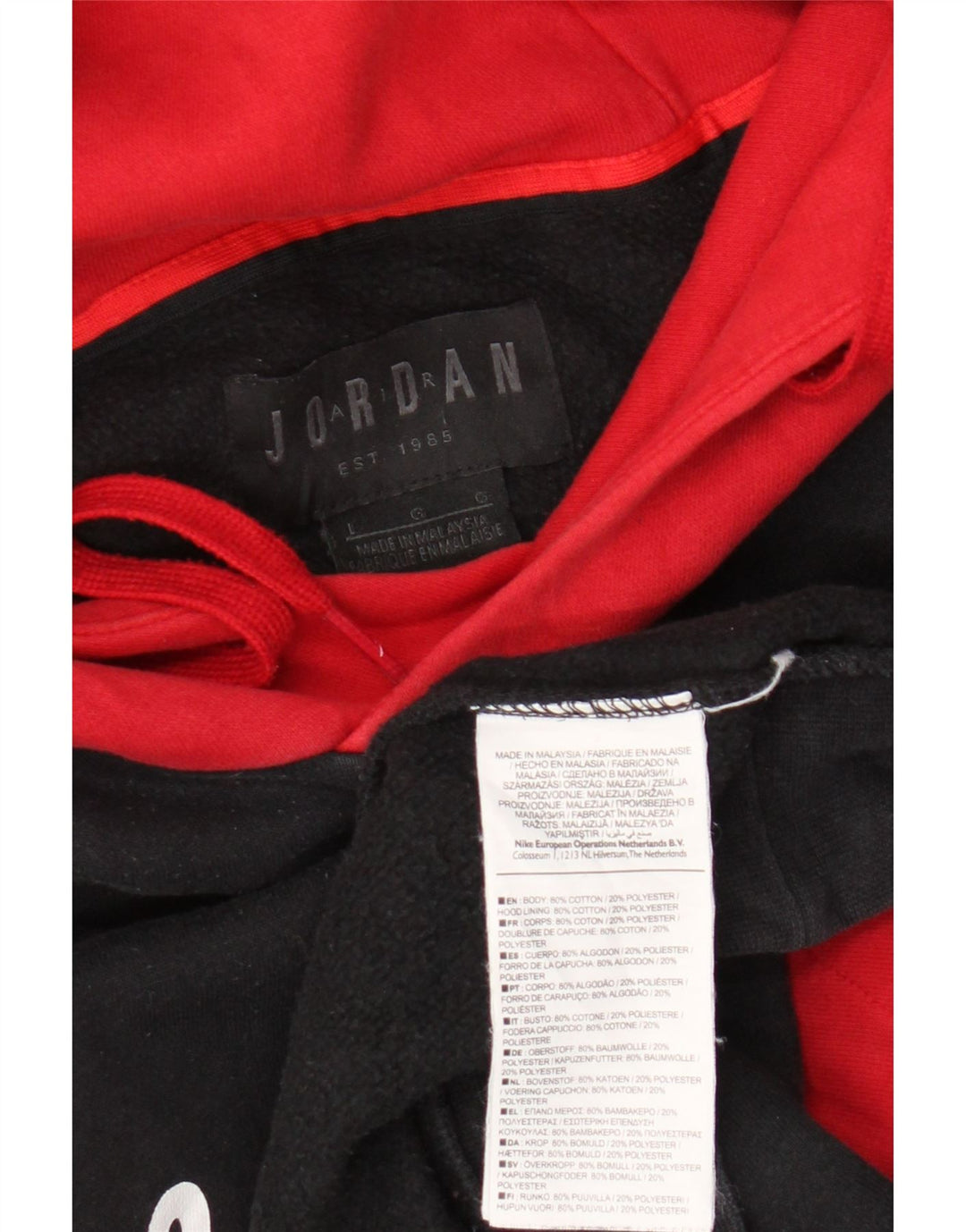 Felpa con cappuccio grafica da uomo Jordan Large in cotone color block nero