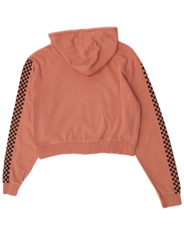 Felpa con cappuccio e zip corta oversize da donna di Vans UK 10 Small Pink Check
