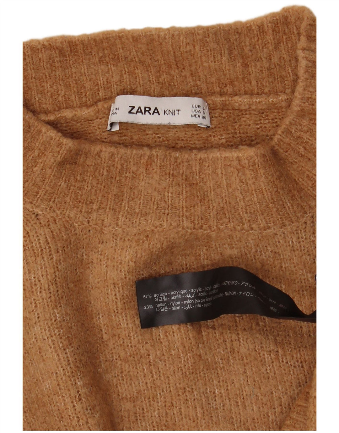 Maglione corto oversize con collo dolcevita da donna Zara UK 10 piccolo Beige