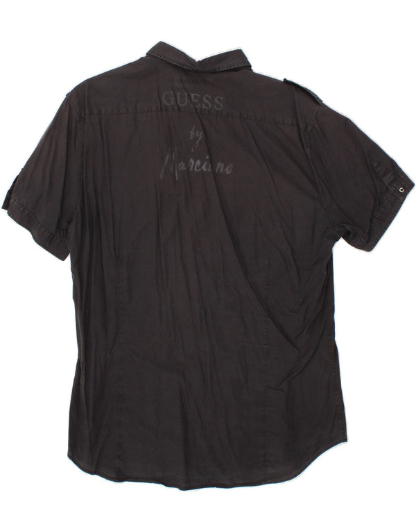 GUESS BY MARCIANO Camicia da uomo a maniche corte con grafica militare 2XL Cotone grigio