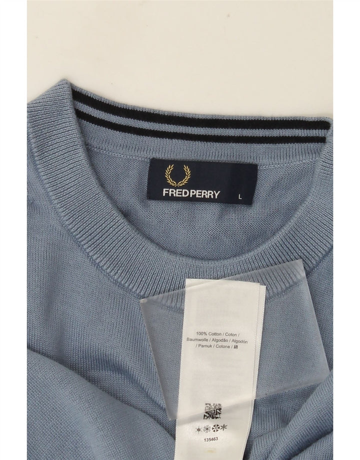 FRED PERRY Maglione da uomo girocollo grande cotone blu