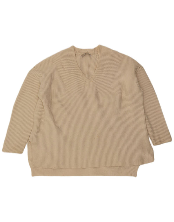 Maglione maglione oversize con scollo a V da donna All Saints UK 14 medio bianco sporco