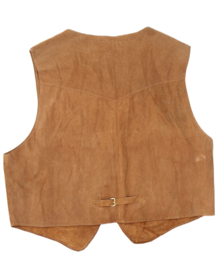 Gilet vintage da uomo in pelle scamosciata XL Beige