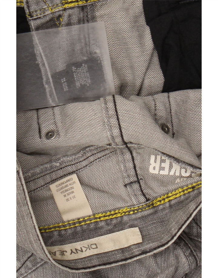 Jeans dritti invecchiati da uomo Dkny W31 L30 cotone grigio