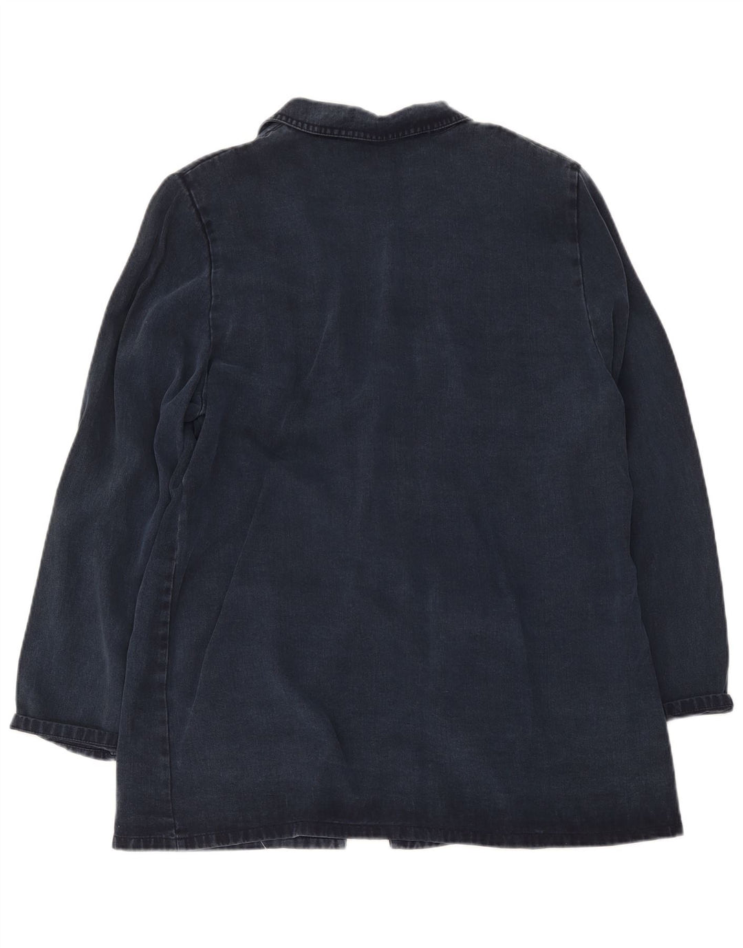 Giacca blazer lunga da donna vintage a 2 bottoni UK 20 2XL Lyocell blu navy